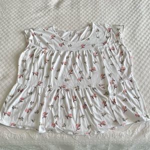 Loft Outlet floral tiered cap sleeve top, XL